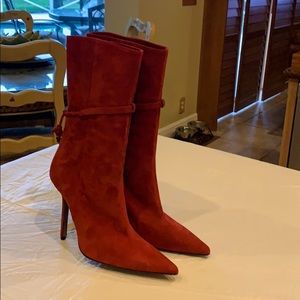 Givenchy red suede boots size 38 1/2.